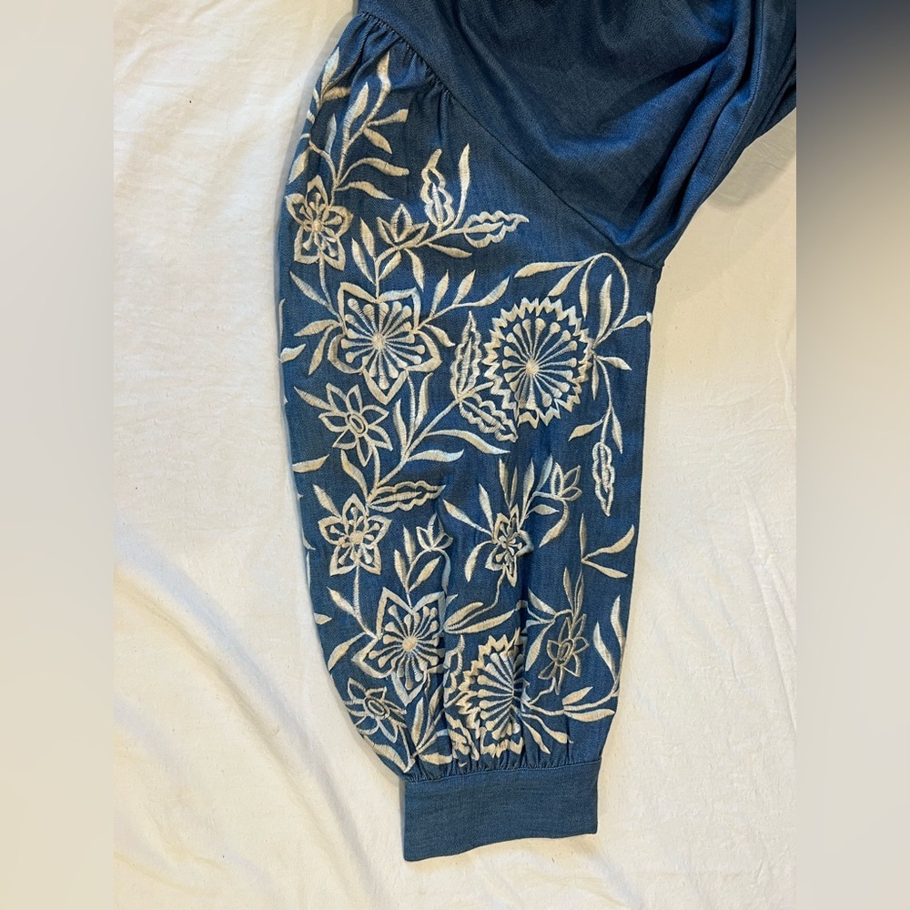 MISA Los Angeles Embroidered Denim Off Shoulder Mini Dress XS - Picture 11 of 11